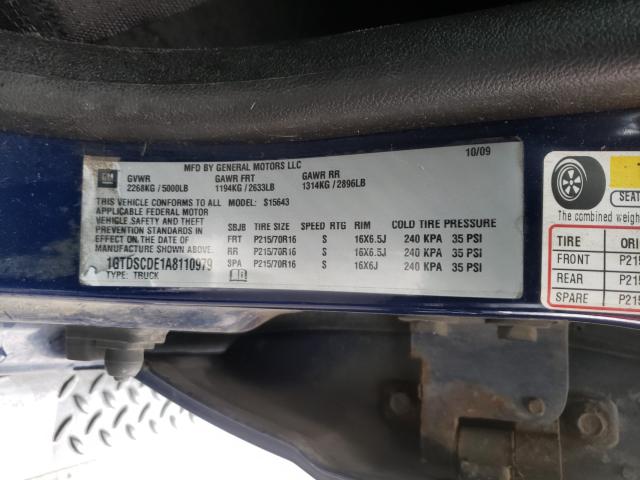 2010 GMC CANYON SLE 1GTDSCDE1A8110979