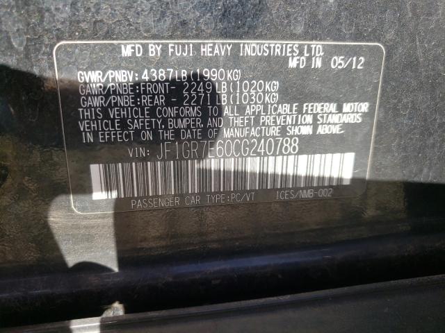 2012 SUBARU IMPREZA WR JF1GR7E60CG240788