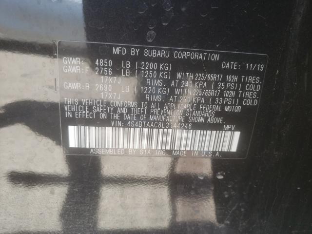 2020 SUBARU OUTBACK 4S4BTAAC8L3144246