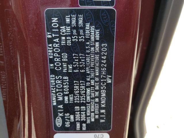 2017 KIA SEDONA KNDMB5C17H6244203
