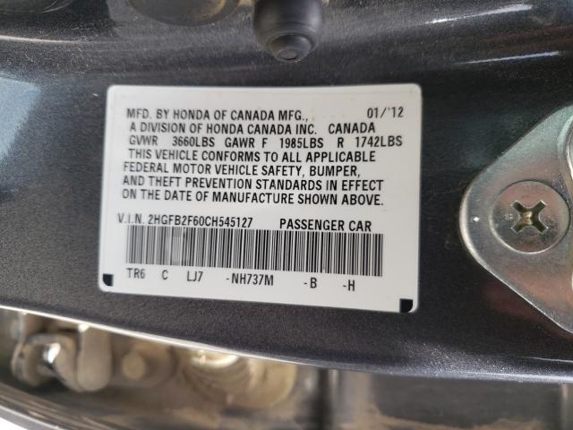 2012 HONDA CIVIC HF 2HGFB2F60CH545127
