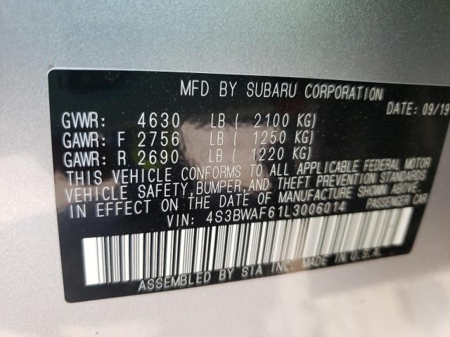 2020 SUBARU LEGACY SPO 4S3BWAF61L3006014