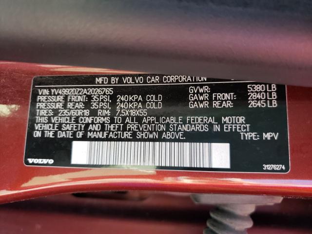 2010 VOLVO XC60 T6 YV4992DZ2A2026765