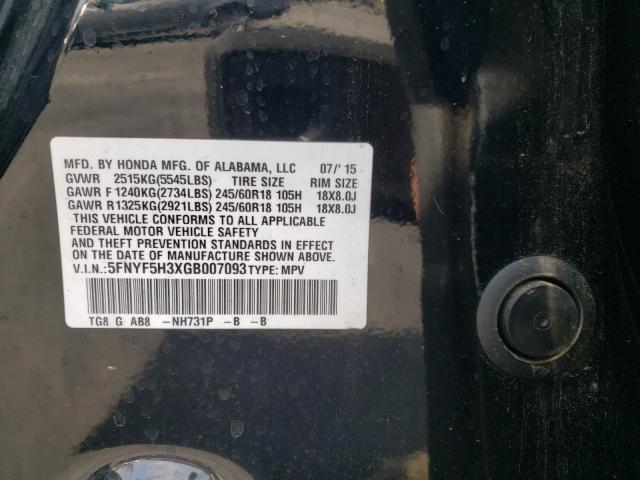 2016 HONDA PILOT EX 5FNYF5H3XGB007093