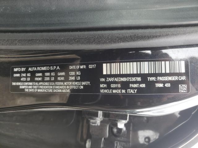 2017 ALFA ROMEO GIULIA Q4 ZARFAEDN8H7538786