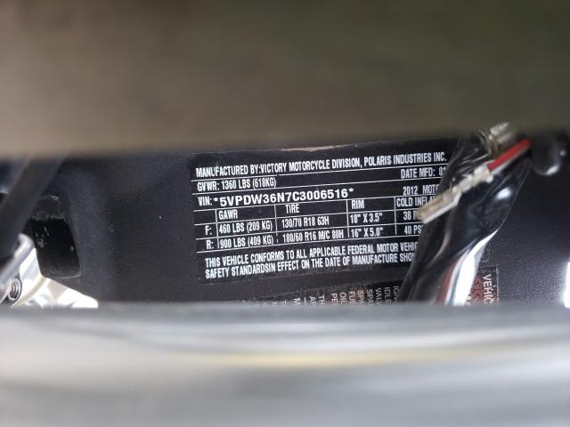 2012 VICTORY MOTORCYCLES CROSS COUN 5VPDW36N7C3006516
