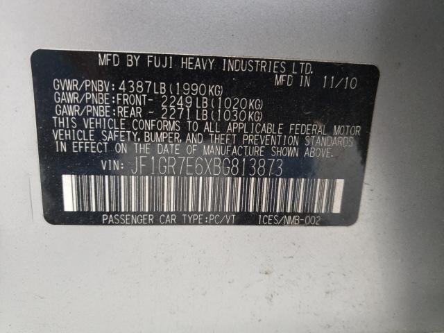 2011 SUBARU IMPREZA WR JF1GR7E6XBG813873