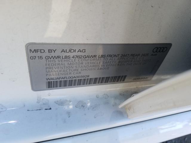 VIN WAUAFAFL0GA003928 2016 Audi A4, Premium S-Line no.10