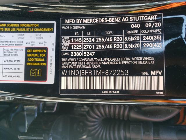 2021 MERCEDES-BENZ GLC COUPE W1N0J8EB1MF872253