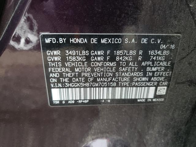 2016 HONDA FIT EX 3HGGK5H87GM705158