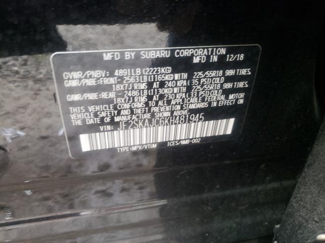 2019 SUBARU FORESTER S JF2SKAJC6KH481945