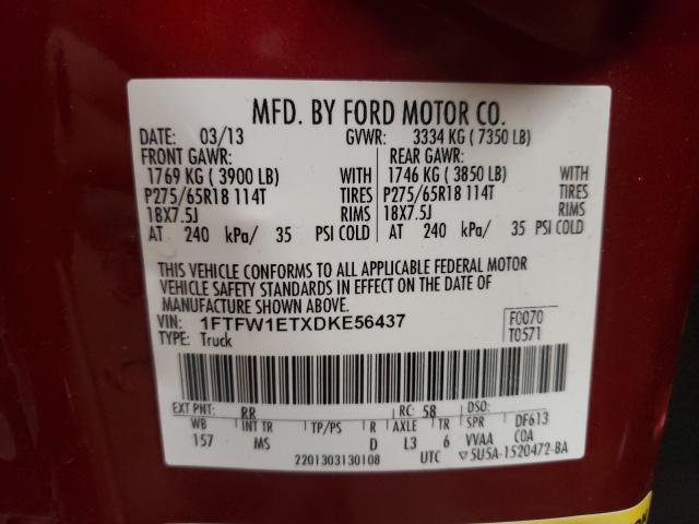 2013 FORD F150 XLT 1FTFW1ETXDKE56437