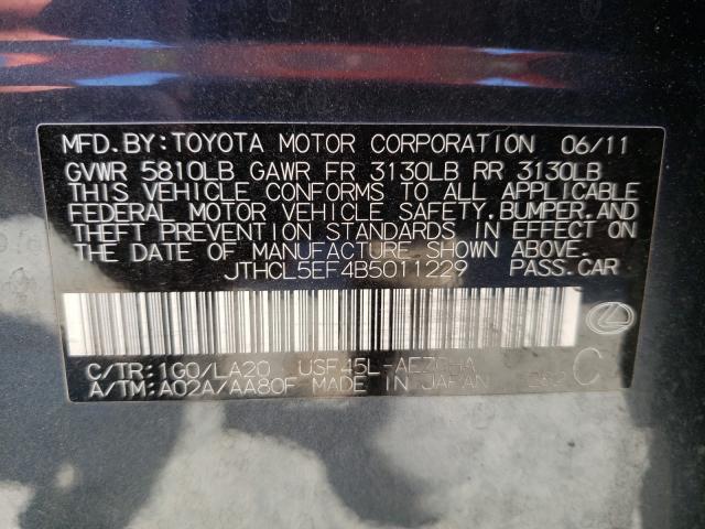 2011 LEXUS LS 460 JTHCL5EF4B5011229