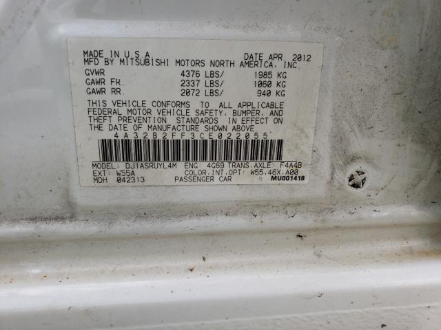 2012 MITSUBISHI GALANT FE 4A32B2FF3CE022055