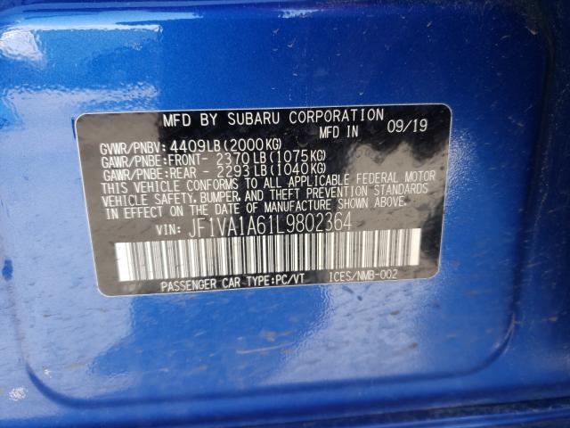 2020 SUBARU WRX JF1VA1A61L9802364