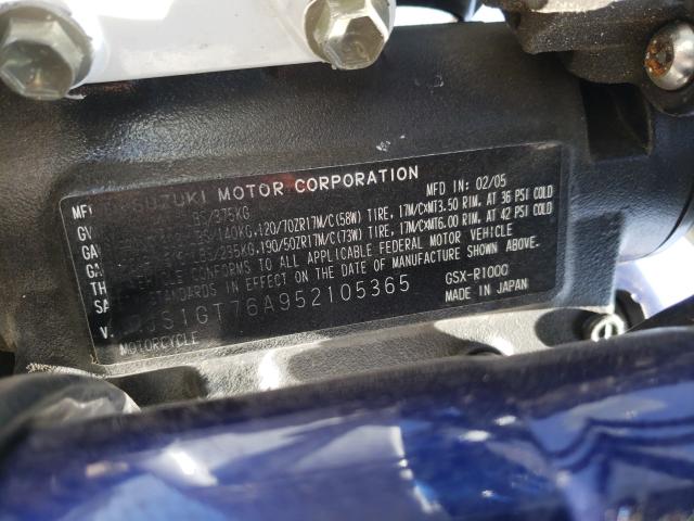 2005 SUZUKI GSX-R1000 - JS1GT76A952105365