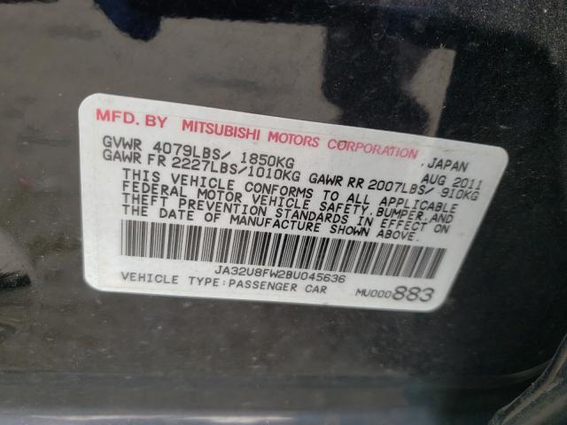 2011 MITSUBISHI LANCER GTS JA32U8FW2BU045636