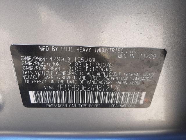 2010 SUBARU IMPREZA OU JF1GH6D62AH812126