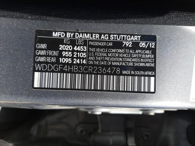 2012 MERCEDES-BENZ C250 WDDGF4HB3CR236478