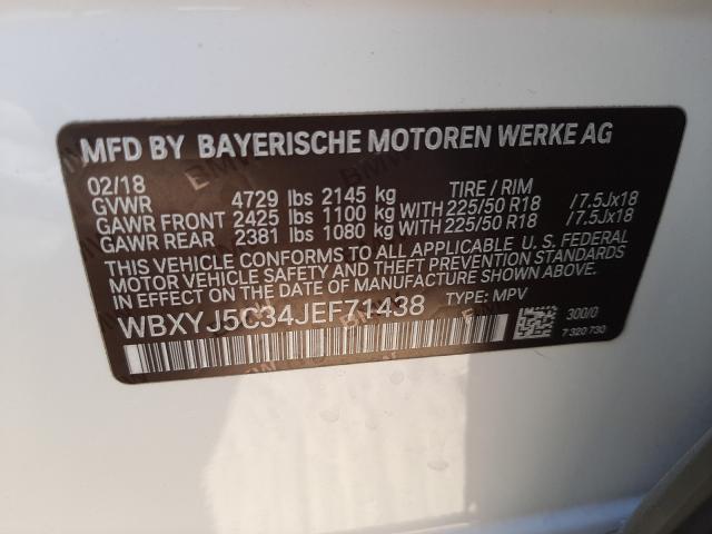 VIN WBXYJ5C34JEF71438 2018 BMW X2, Xdrive28I no.10