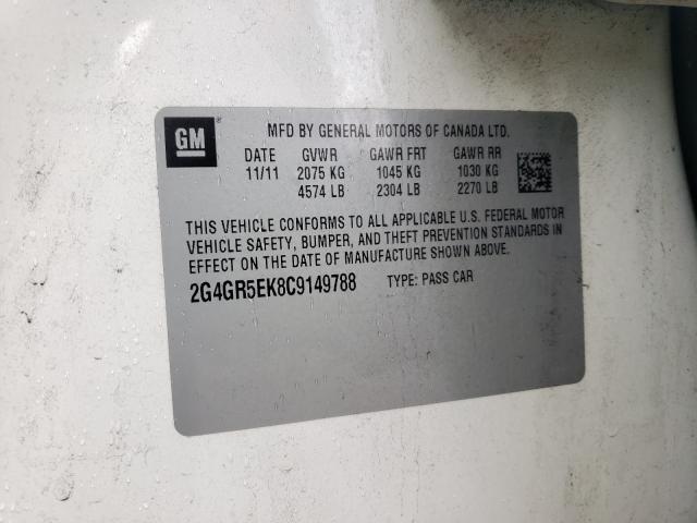 2012 BUICK REGAL 2G4GR5EK8C9149788