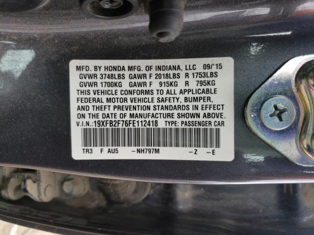 2015 HONDA CIVIC SE 19XFB2F76FE112418
