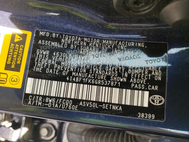 2016 TOYOTA CAMRY LE 4T4BF1FK6GR537871