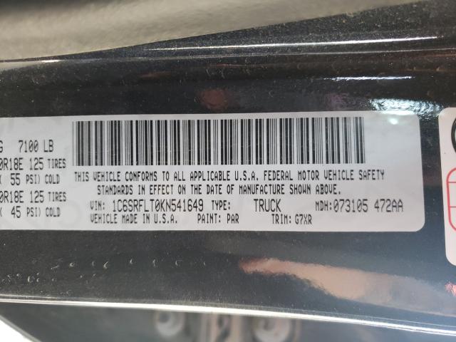 2019 RAM 1500 REBEL 1C6SRFLT0KN541649