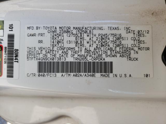 2012 TOYOTA TACOMA PRE 5TFTX4GN9CX013813