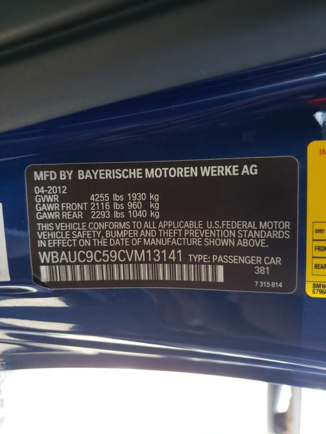 2012 BMW 135 I WBAUC9C59CVM13141
