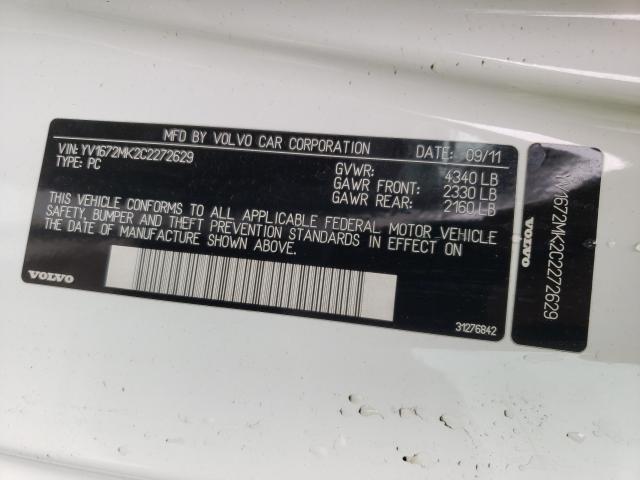 2012 VOLVO C30 T5 YV1672MK2C2272629