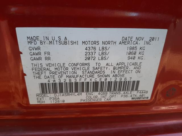 2012 MITSUBISHI GALANT ES 4A32B3FFXCE012967