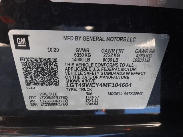 2021 GMC SIERRA K35 1GT49WEY4MF104664