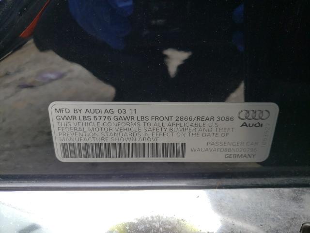 2011 AUDI A8 QUATTRO WAUAVAFD8BN020795