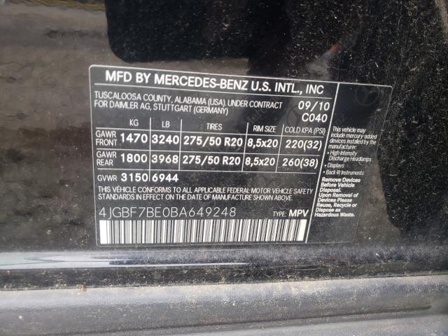 2011 MERCEDES-BENZ GL 450 4MA 4JGBF7BE0BA649248