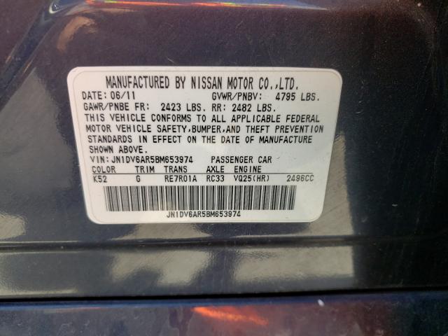 2011 INFINITI G25 JN1DV6AR5BM653974