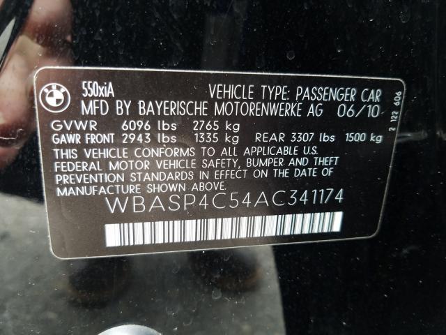 2010 BMW 550 XIGT WBASP4C54AC341174