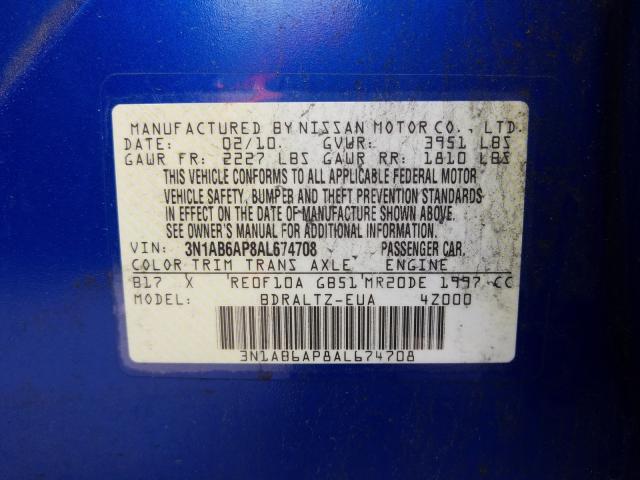 2010 NISSAN SENTRA 2.0 3N1AB6AP8AL674708