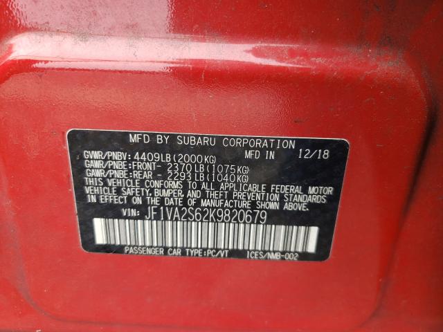 2019 SUBARU WRX STI JF1VA2S62K9820679