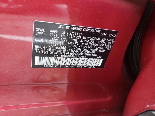 2019 SUBARU ASCENT TOU 4S4WMARD8K3413680