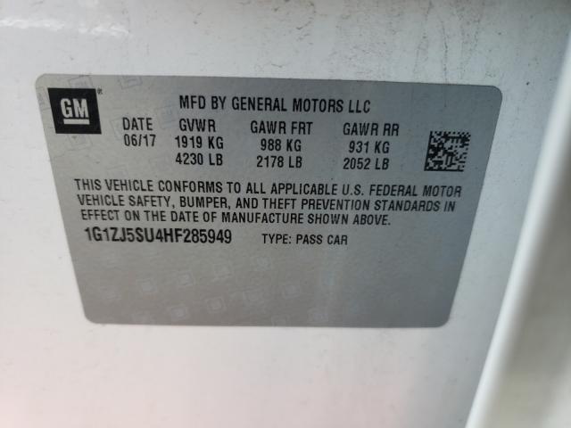 2017 CHEVROLET MALIBU HYB 1G1ZJ5SU4HF285949