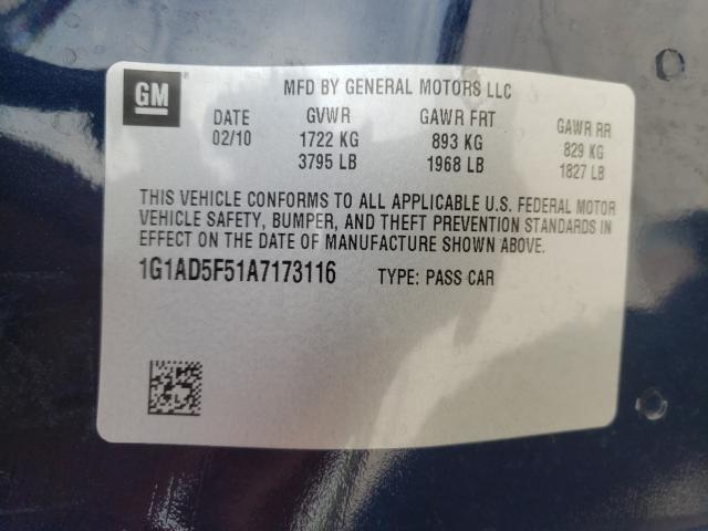 2010 CHEVROLET COBALT 1LT 1G1AD5F51A7173116
