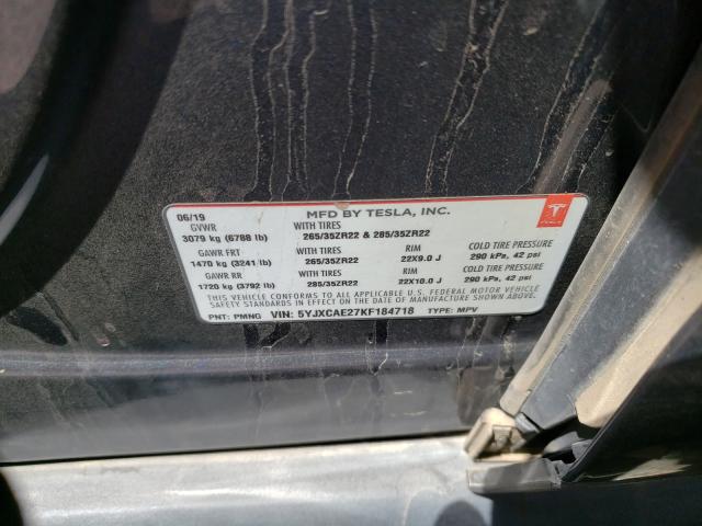 2019 TESLA MODEL X 5YJXCAE27KF184718