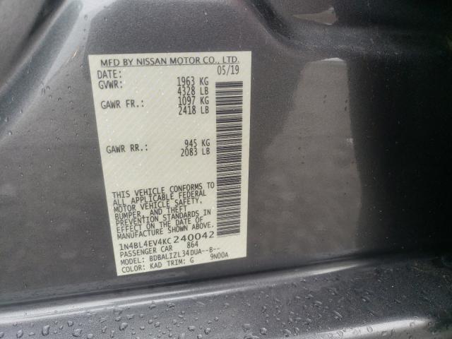 2019 NISSAN ALTIMA SL 1N4BL4EV4KC240042