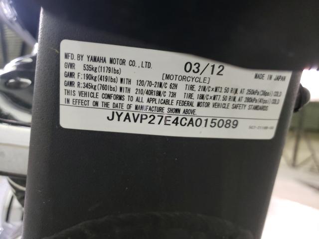 2012 YAMAHA XV1900 CU JYAVP27E4CA015089
