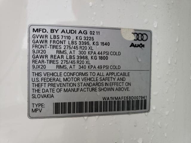 2011 AUDI Q7 PRESTIG WA1VMAFE5BD007941