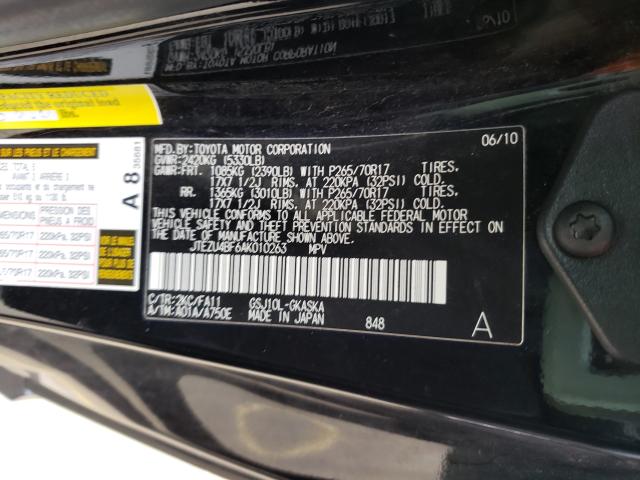 2010 TOYOTA FJ CRUISER JTEZU4BF6AK010263