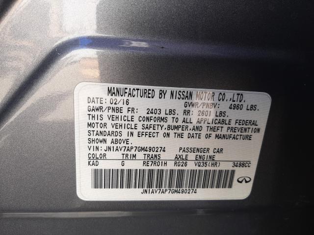 2016 INFINITI Q50 HYBRID JN1AV7AP7GM490274
