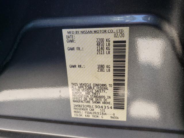 2020 NISSAN LEAF SV PL 1N4BZ1CP0LC304354