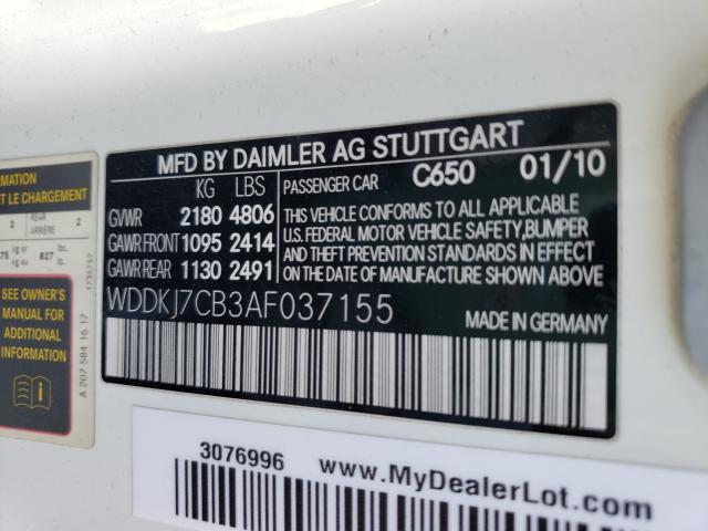 2010 MERCEDES-BENZ E 550 WDDKJ7CB3AF037155